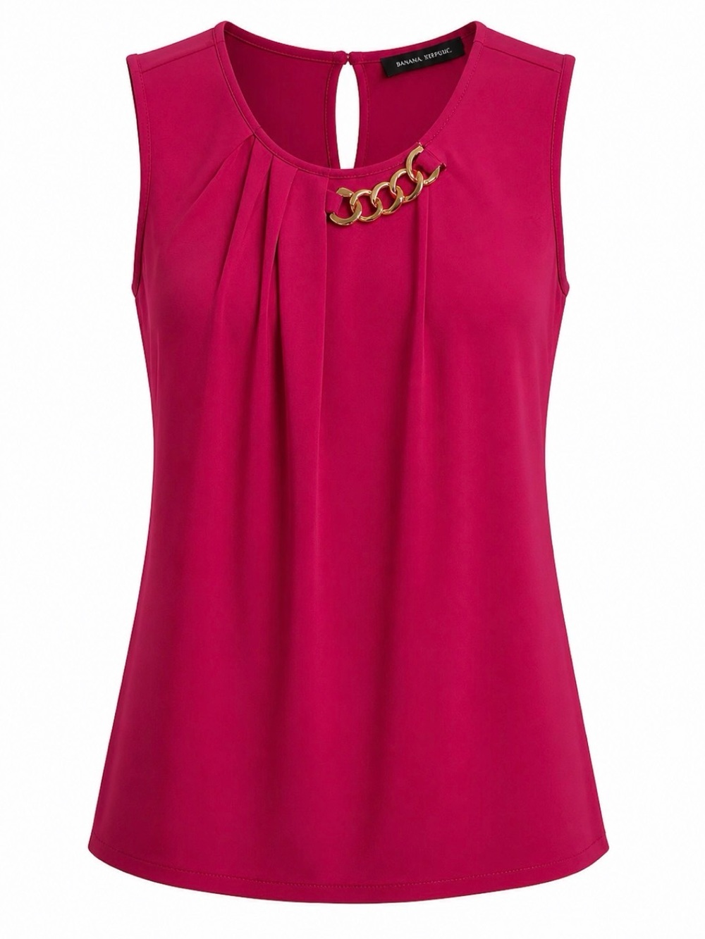 Ivanka Trump Sleeveless Pleated Chain Neck Blouse Top Est. M